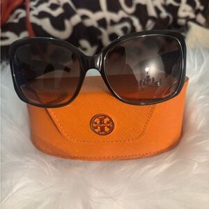 Tory Burch Black Sunglasses with Bright Orange Case
